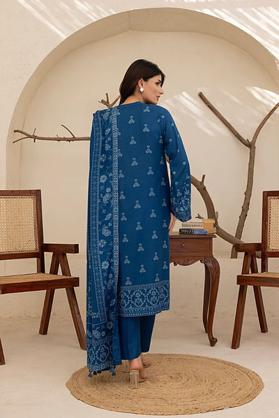 3 Piece Stitched Printed Suits Collection By Lakhany Pashmina - Blue