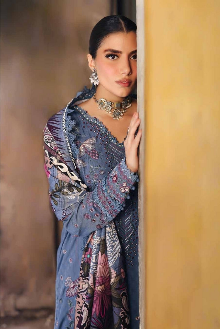 3 Piece Stitched Embroidered Jacquard Suits Collection By Nureh Maya Linen - 06