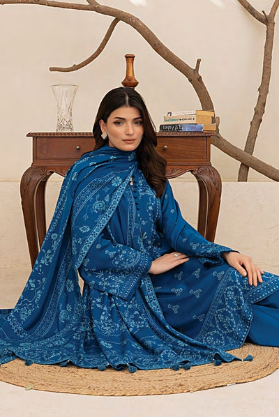 3 Piece Stitched Printed Suits Collection By Lakhany Pashmina - Blue