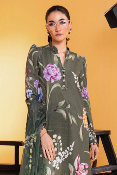 3 Piece Stitched INLAYS Digital Printed Khaddar M Basics By Maria B MB-CUS25-1103-B