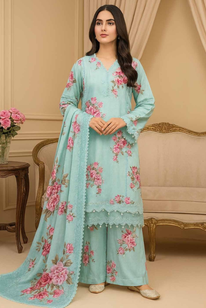 3 Piece Unstitched Wool shawl Embroidered Khaas by Johra JW-615