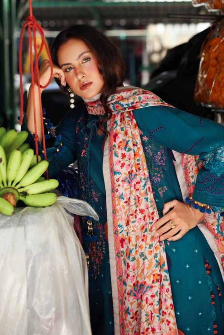 3 Piece Stitched EMBROIDERED PEACH LEATHER WITH PRINTED WOOL SHAWL by Charizma Poshima Vol-1'25 PSW5-06