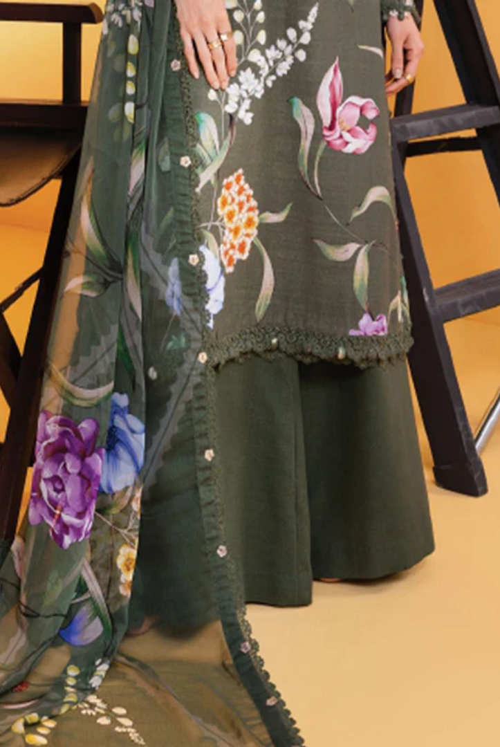 3 Piece Stitched INLAYS Digital Printed Khaddar M Basics By Maria B MB-CUS25-1103-B