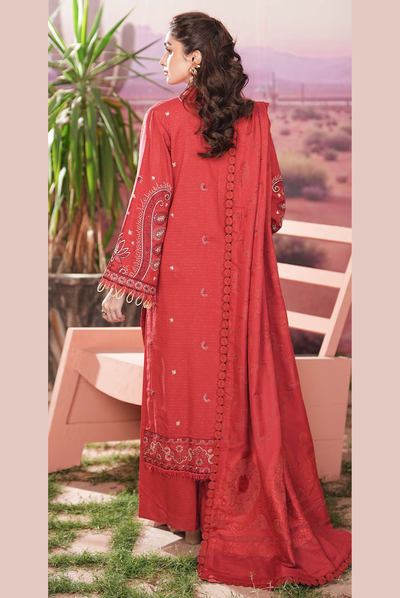 3 Piece Unstitched Embroidered Velvet Jacquard Dhanak Shawl Vihana by Johra JW/ 582