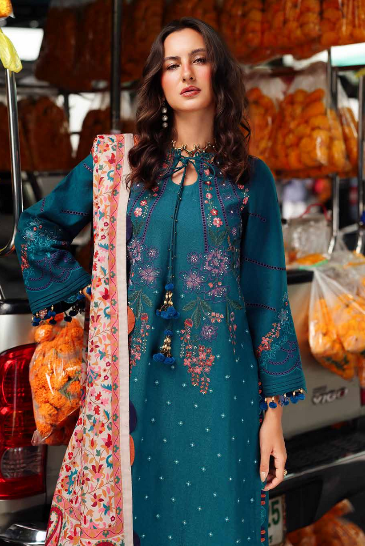 3 Piece Stitched EMBROIDERED PEACH LEATHER WITH PRINTED WOOL SHAWL by Charizma Poshima Vol-1'25 PSW5-06