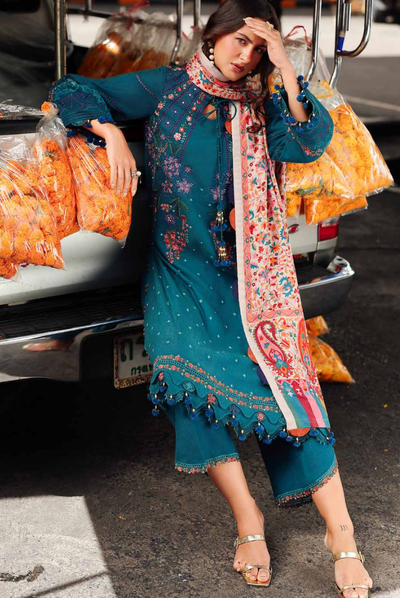 3 Piece Stitched EMBROIDERED PEACH LEATHER WITH PRINTED WOOL SHAWL by Charizma Poshima Vol-1'25 PSW5-06