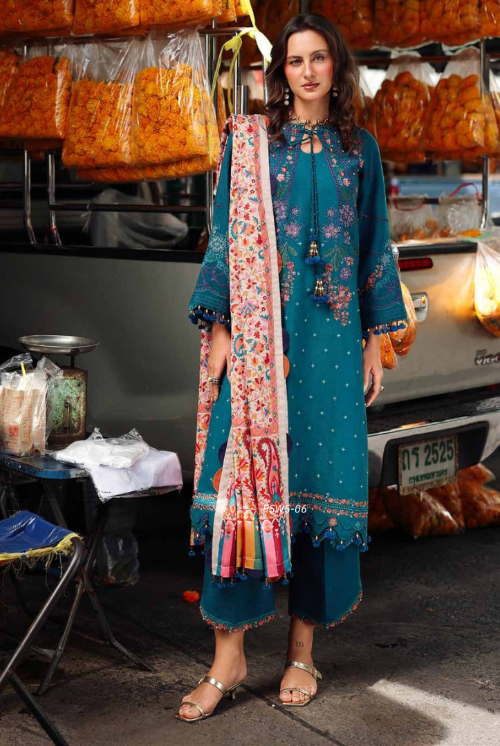 3 Piece Stitched EMBROIDERED PEACH LEATHER WITH PRINTED WOOL SHAWL by Charizma Poshima Vol-1'25 PSW5-06