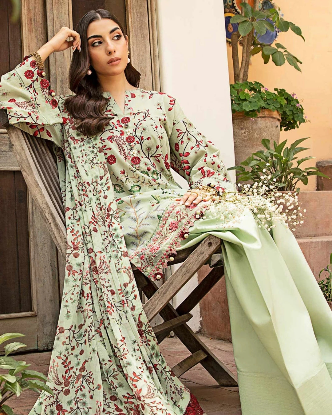 3 Piece Stitched Embroidered Lawn Suit From Maria.B By M.Basics Eid Collection'25-07