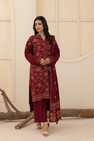 3 Piece Stitched Printed Suits Collection By Lakhany Pashmina - Red