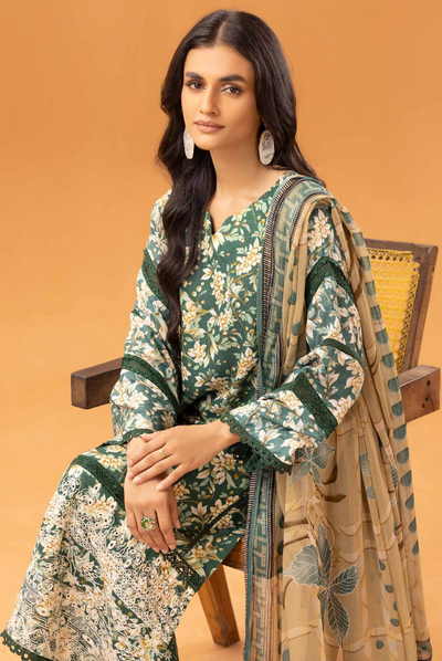 3 Piece Stitched Embroidered Digital Printed Suits From Florant By Johra - 07