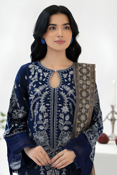 3 Piece Stitched EMBROIDERED PEACH LEATHER WITH PURE JECQUARD WOOL SHAWL ZEINA by JOHRA JW-371