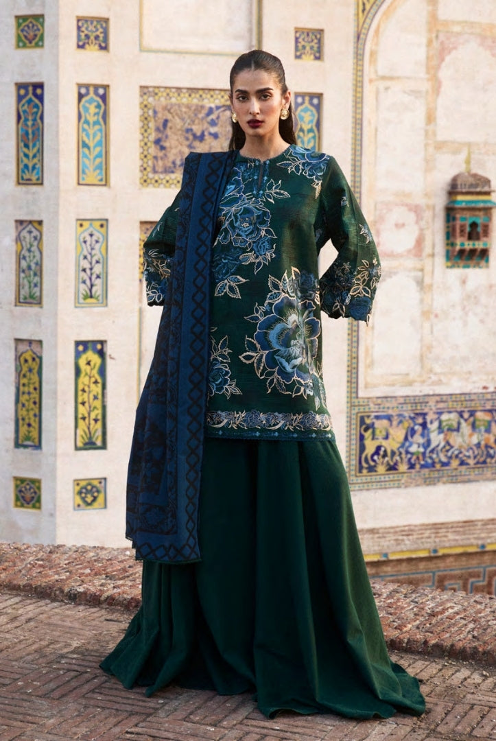 3 Piece Stitched Embroidered Khaddar Suit From Zara Shahjahan Winter Shawl Collection - MINA