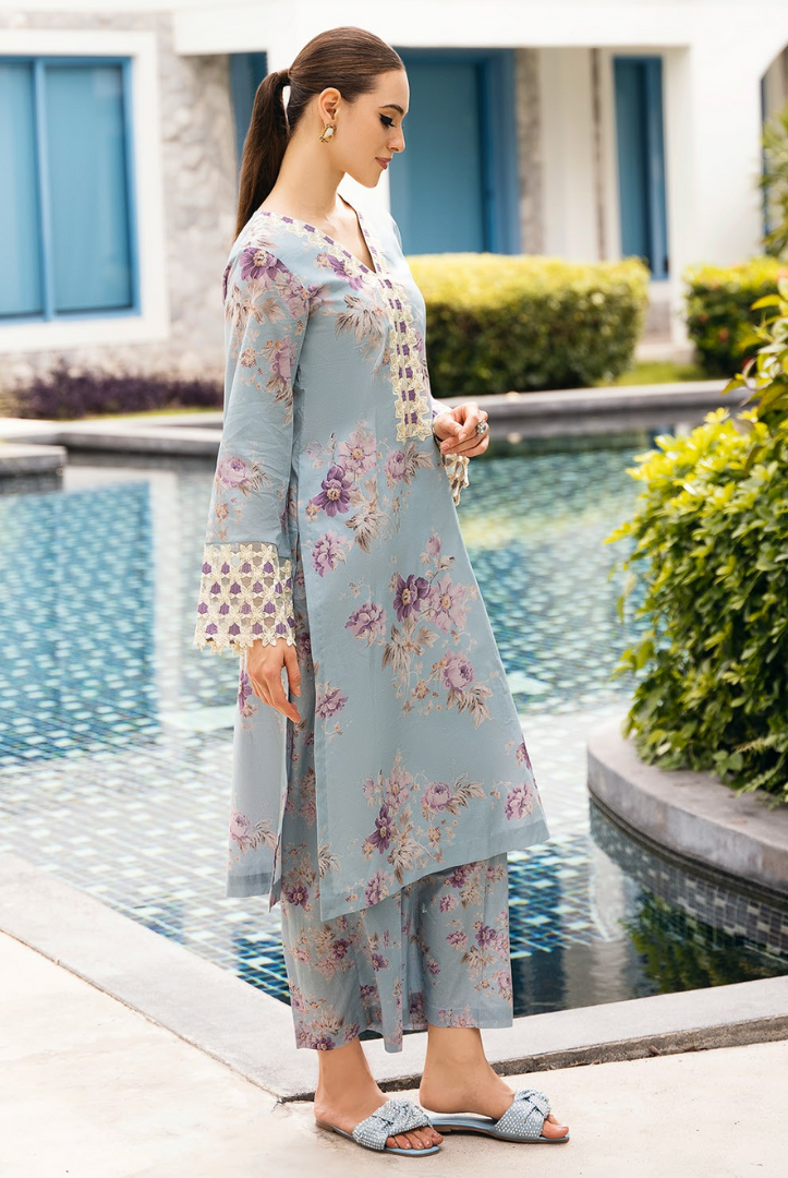 2 Piece Stitched Embroidered Cambric Lawn Suit From Minsk By Esra - 07