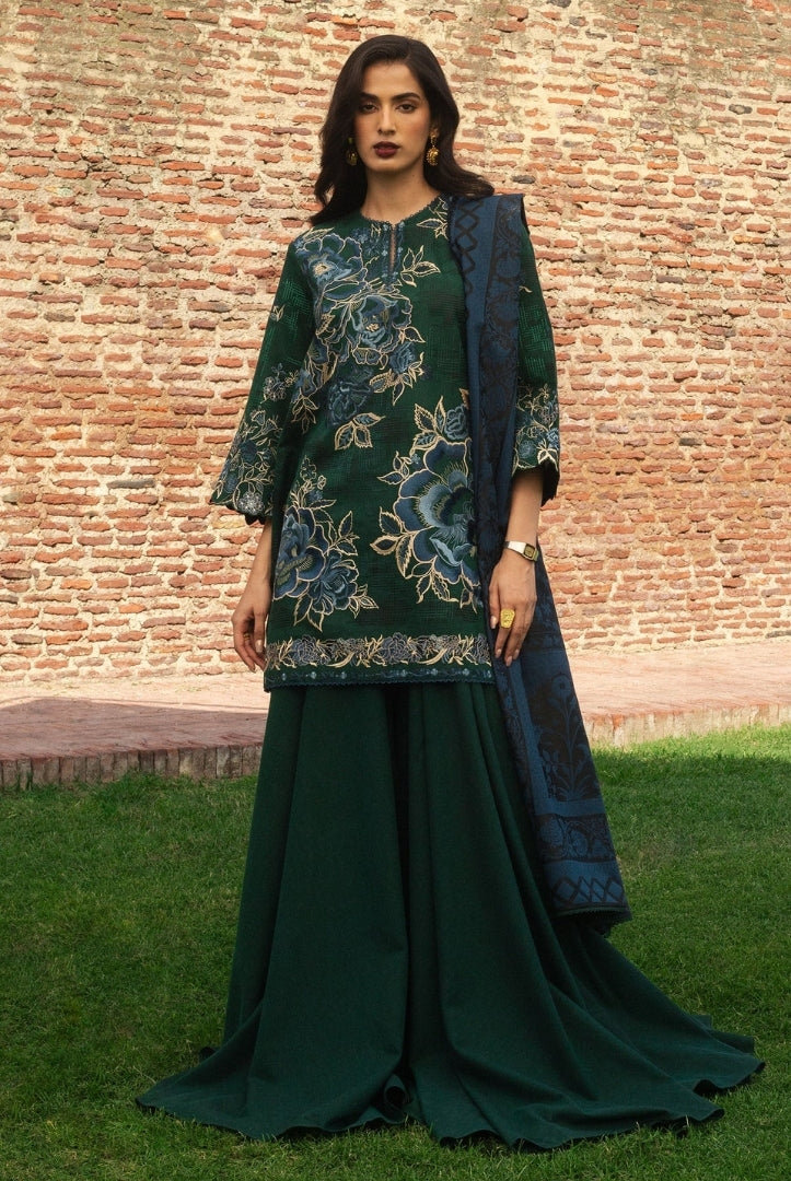 3 Piece Stitched Embroidered Khaddar Suit From Zara Shahjahan Winter Shawl Collection - MINA