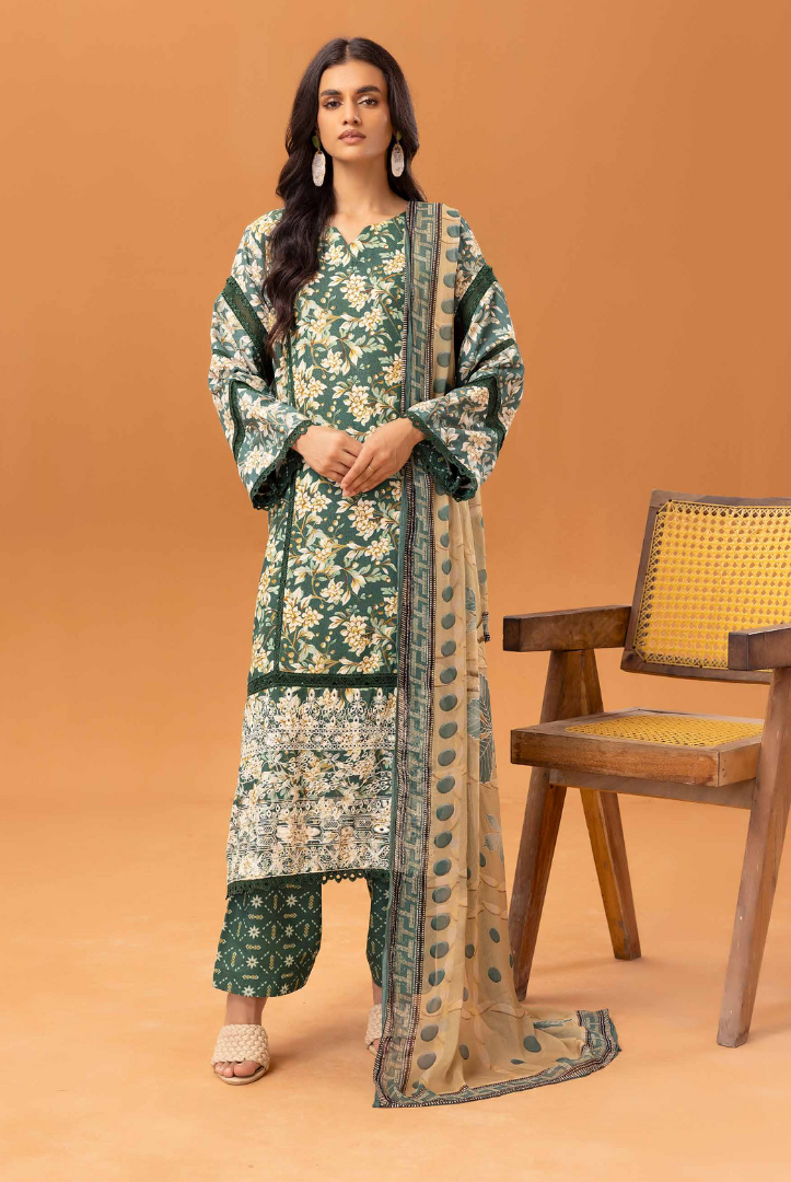 3 Piece Stitched Embroidered Digital Printed Suits From Florant By Johra - 07