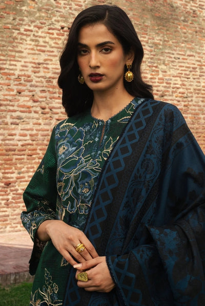 3 Piece Stitched Embroidered Khaddar Suit From Zara Shahjahan Winter Shawl Collection - MINA