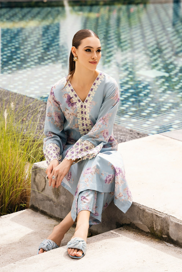 2 Piece Stitched Embroidered Cambric Lawn Suit From Minsk By Esra - 07