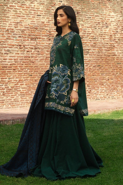 3 Piece Stitched Embroidered Khaddar Suit From Zara Shahjahan Winter Shawl Collection - MINA