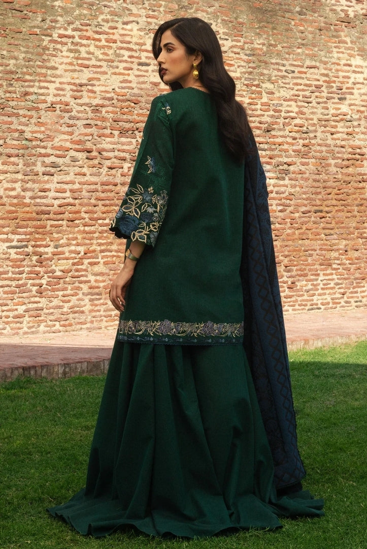 3 Piece Stitched Embroidered Khaddar Suit From Zara Shahjahan Winter Shawl Collection - MINA