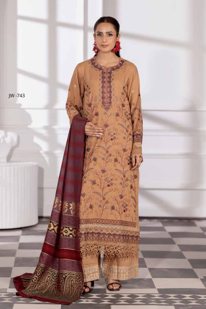 3 Piece Unstitched Embroidered Jacquard Shaw Ameeli by Johra JW -743