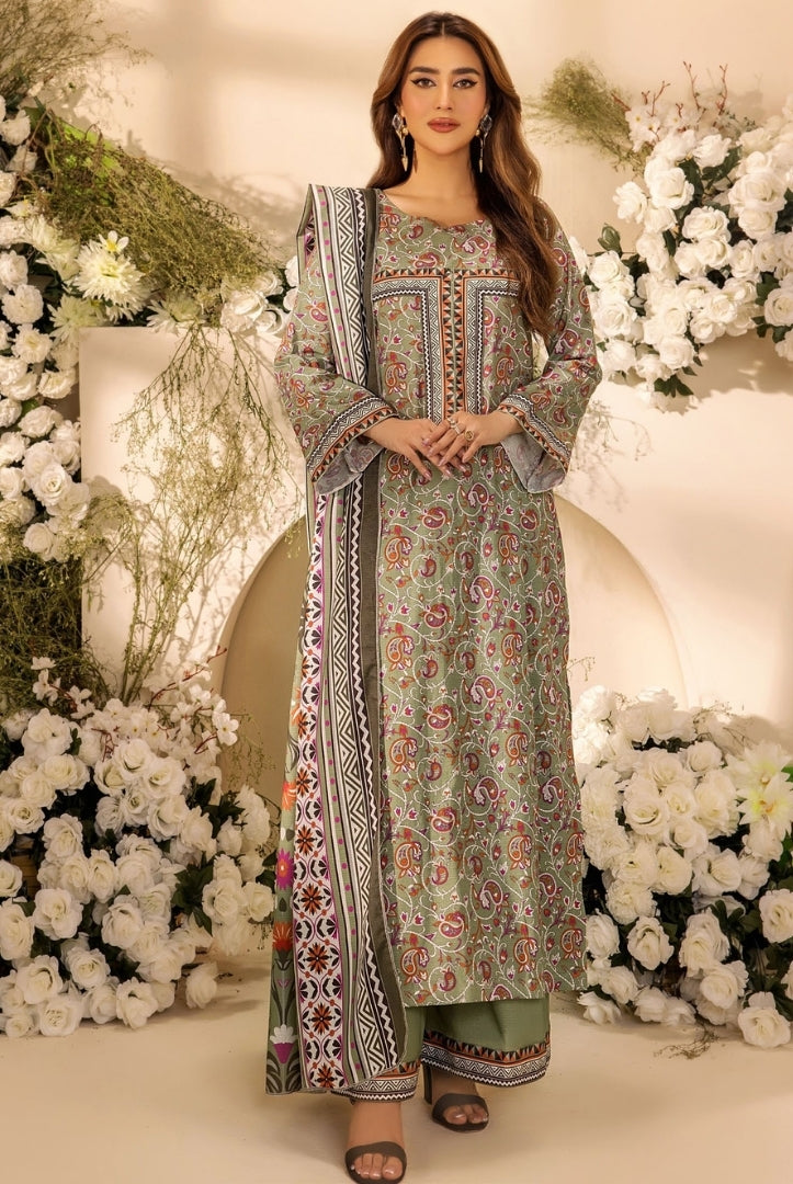 3 Piece Stitched Digital Printed Doria Cambric Suits From Safwa By Koka - 08