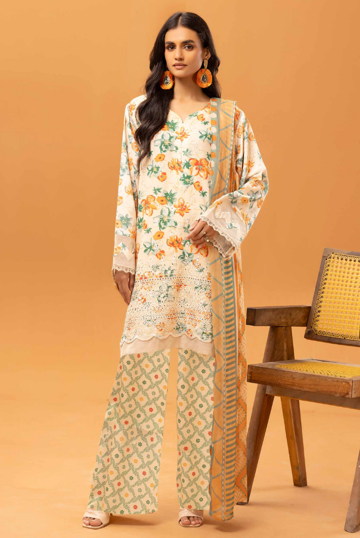 3 Piece Stitched Embroidered Digital Printed Suits From Florant By Johra - 08