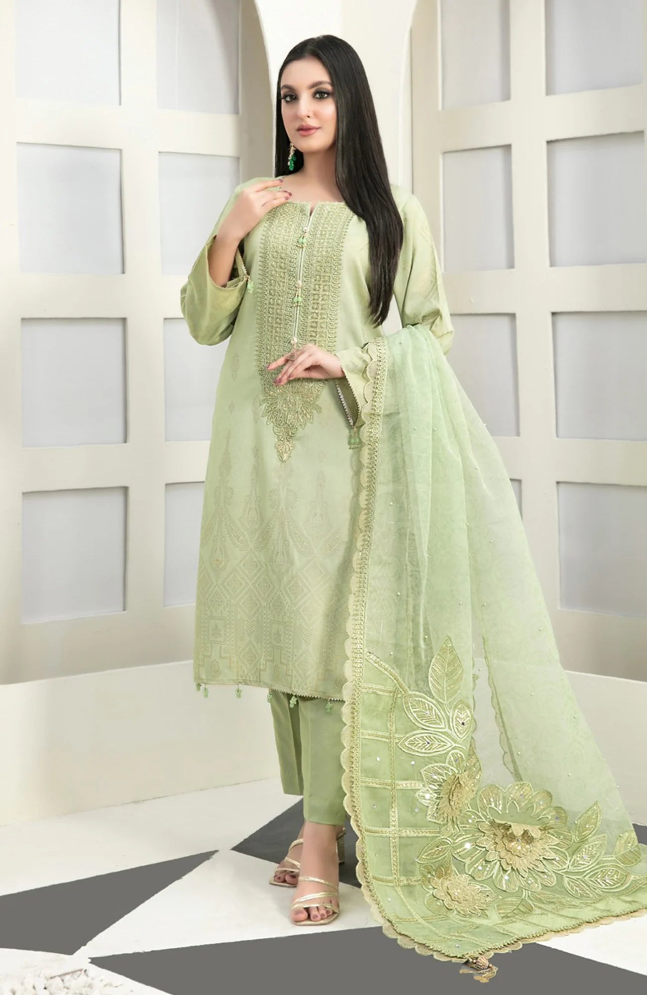 3 Piece Stitched Karandi Banarsi Suit Safiya By Tawakkal - 08