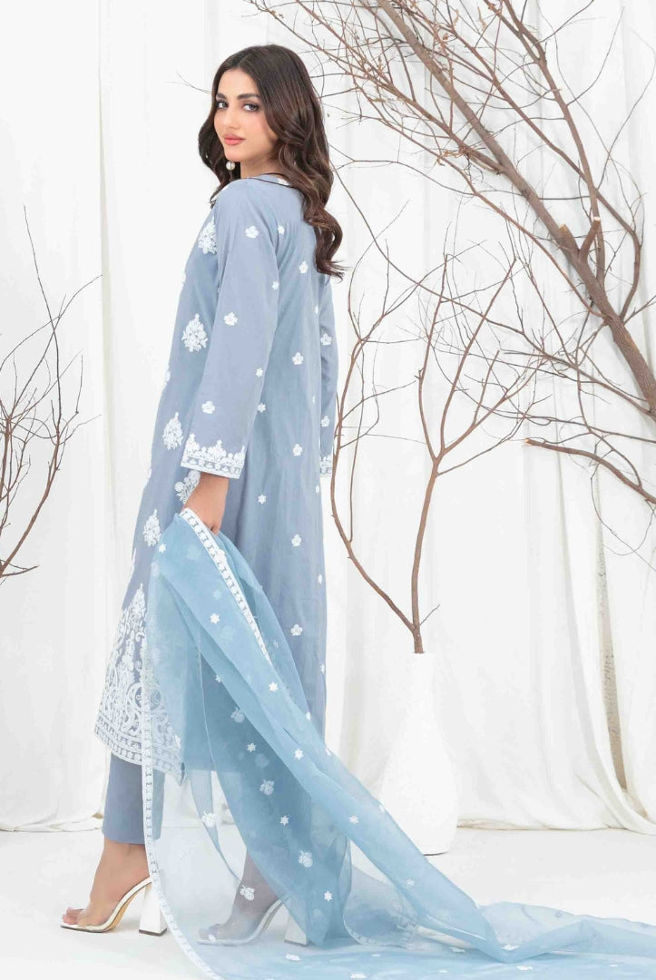 3 Piece Stitched Fancy Embroidered Lawn Suit From Aeni By Tawakkal - 08