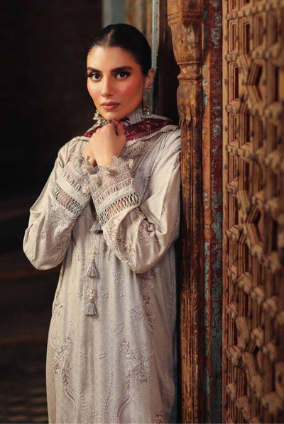 3 Piece Stitched Embroidered Jacquard Suits Collection By Nureh Maya Linen - 08