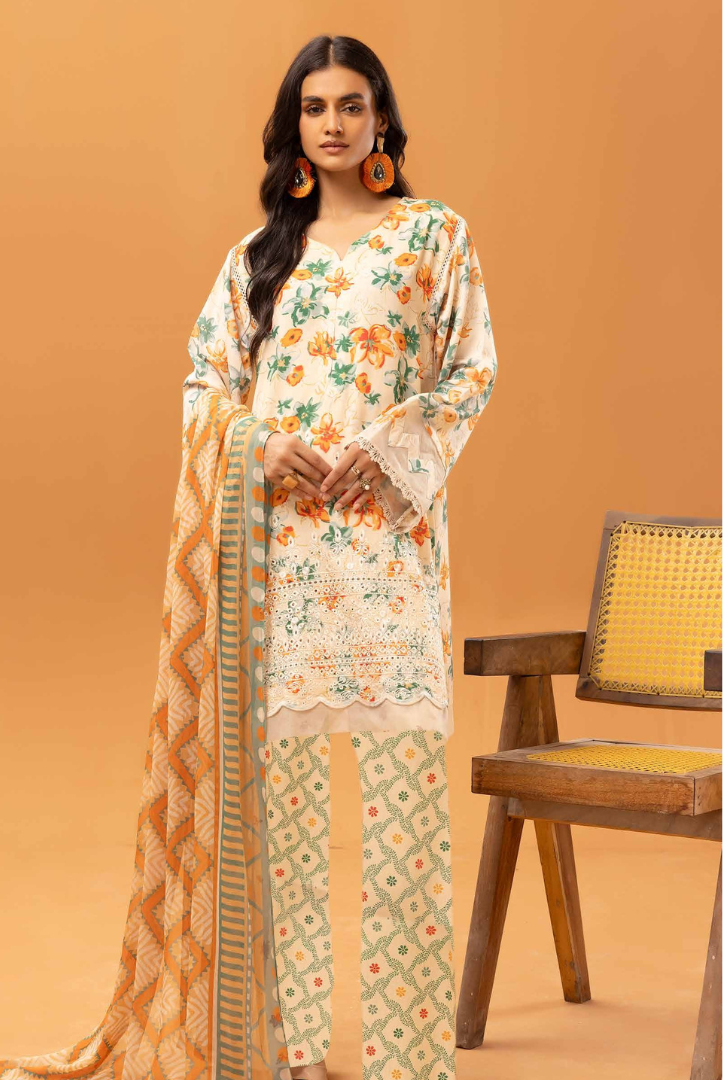 3 Piece Stitched Embroidered Digital Printed Suits From Florant By Johra - 08