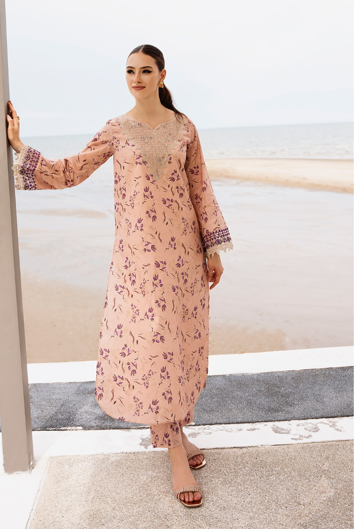 2 Piece Stitched Embroidered Cambric Lawn Suit From Minsk By Esra - 08