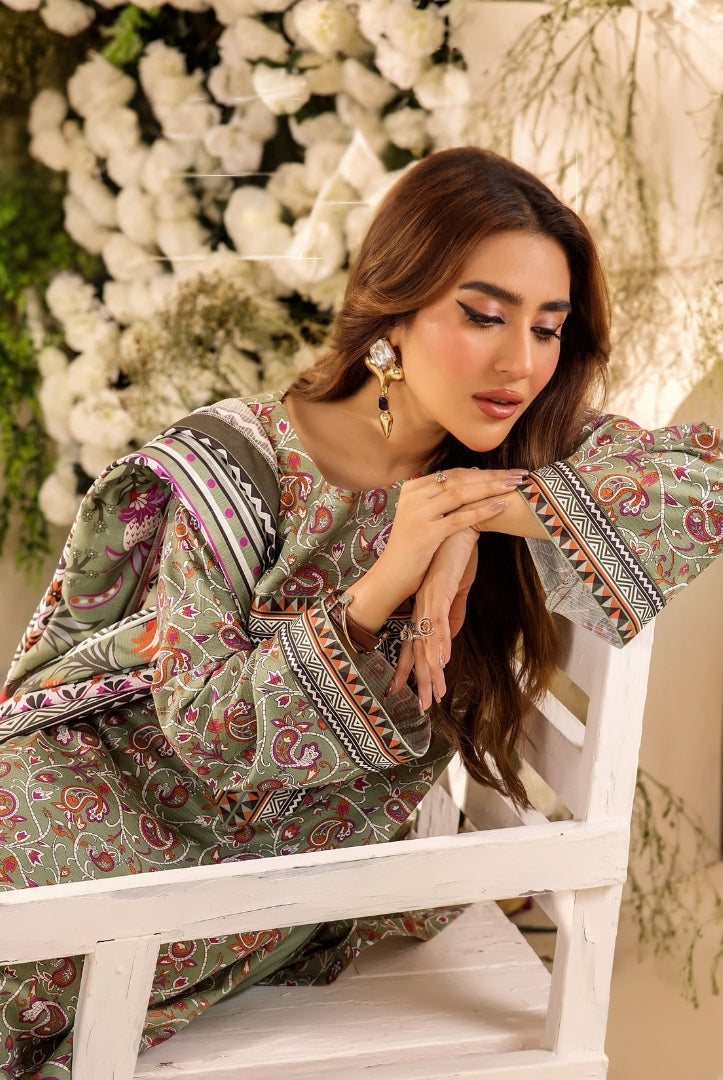 3 Piece Stitched Digital Printed Doria Cambric Suits From Safwa By Koka - 08