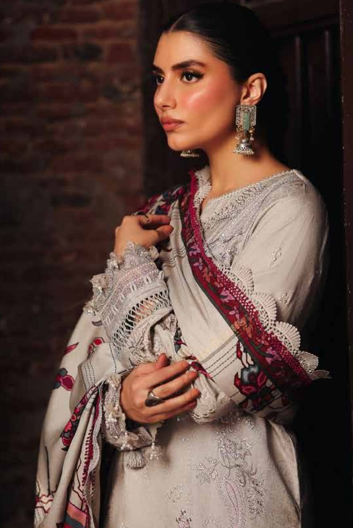 3 Piece Stitched Embroidered Jacquard Suits Collection By Nureh Maya Linen - 08