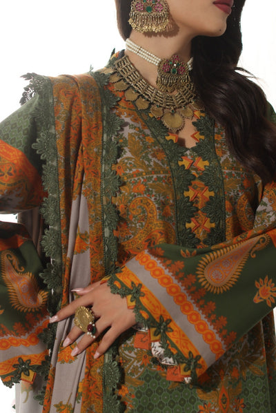 3 Piece Stitched Embroidered Linen Shawl Suits From Virsa By Charizma - 08