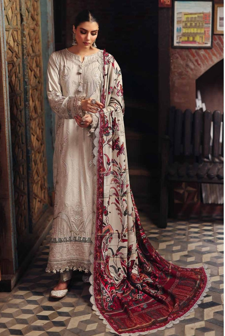 3 Piece Stitched Embroidered Jacquard Suits Collection By Nureh Maya Linen - 08