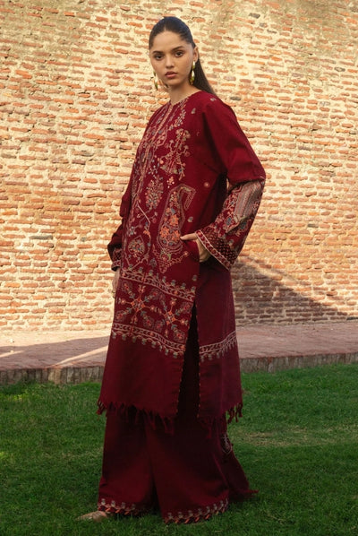 3 Piece Stitched Embroidered Khaddar Suit From Zara Shahjahan Winter Shawl Collection - RAHA