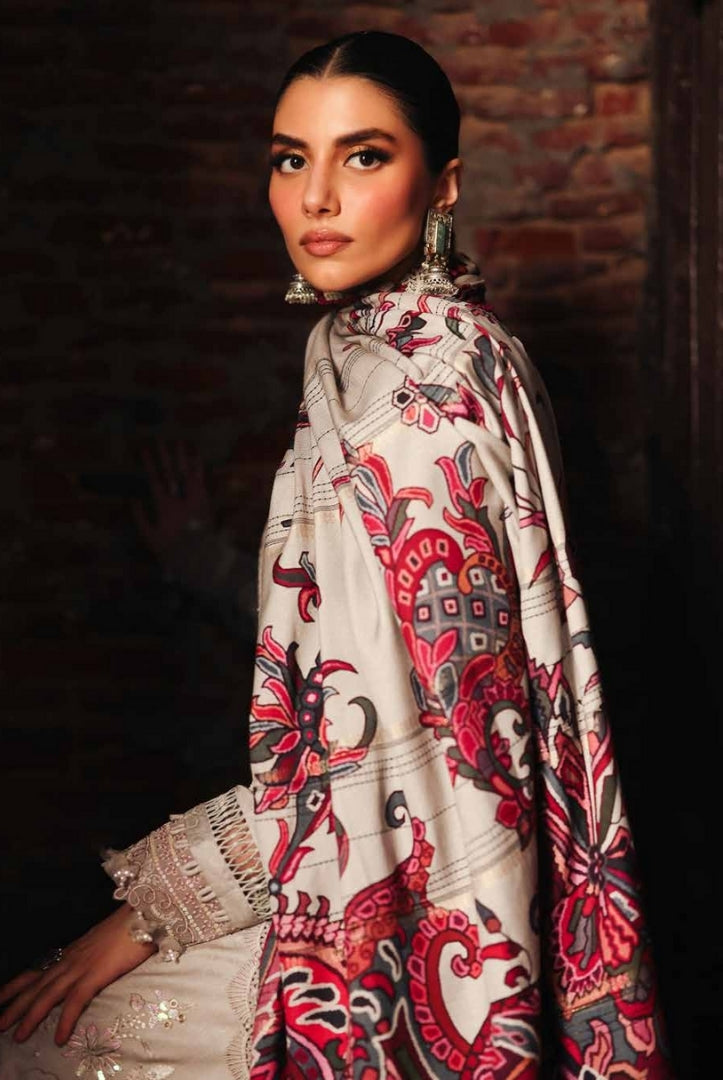 3 Piece Stitched Embroidered Jacquard Suits Collection By Nureh Maya Linen - 08