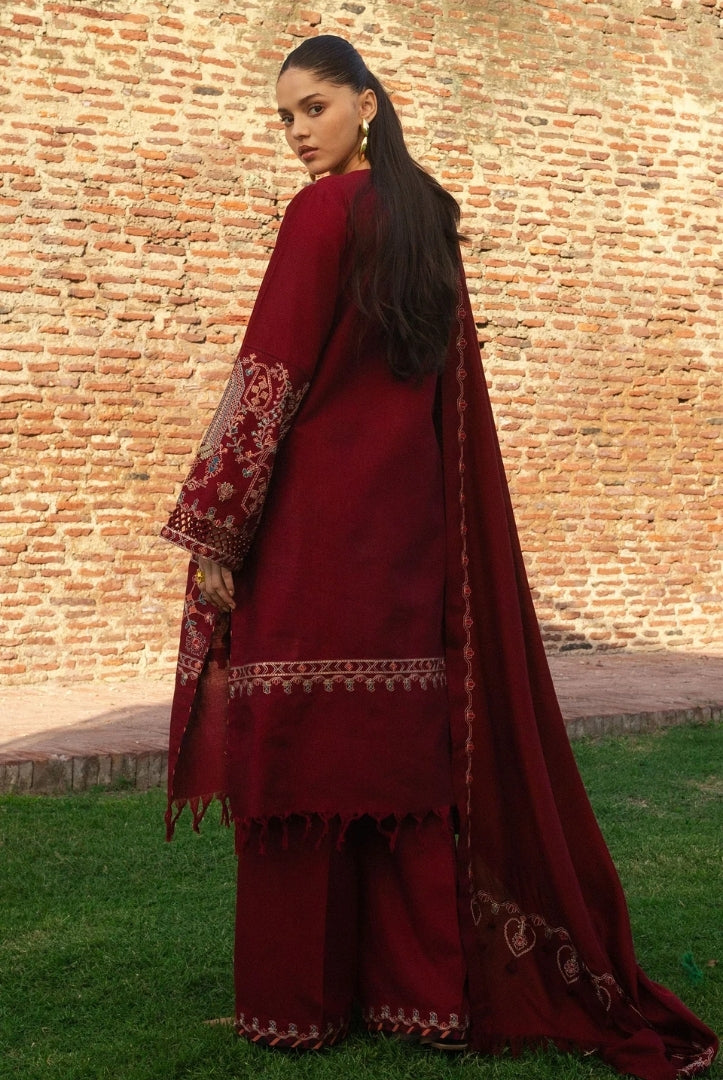 3 Piece Stitched Embroidered Khaddar Suit From Zara Shahjahan Winter Shawl Collection - RAHA