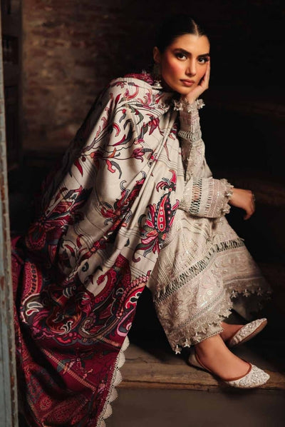 3 Piece Stitched Embroidered Jacquard Suits Collection By Nureh Maya Linen - 08