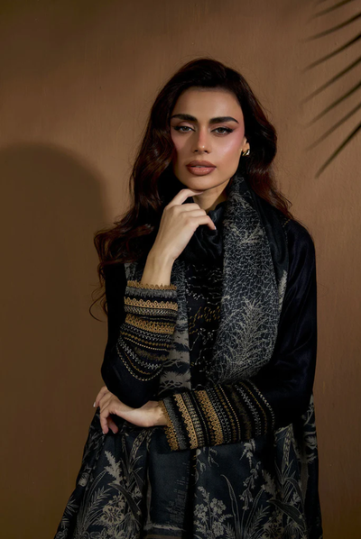 3 Piece Unstitched Embroidered Herringbone Winter Shawl by Sobia Nazir WS25- Design - 1 A