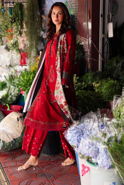 3 Piece Stitched EMBROIDERED PEACH LEATHER WITH PRINTED WOOL SHAWL by Charizma Poshima Vol-1'25 PSW5-08