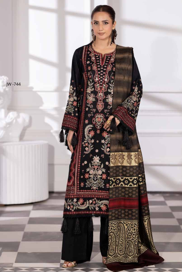 3 Piece Unstitched Embroidered Jacquard Shaw Ameeli by Johra JW -744