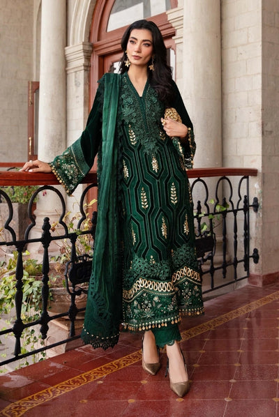 3 Piece Stitched Embroidered Velvet Suit From Maria.B Winter Luxe'24 Collection - 09