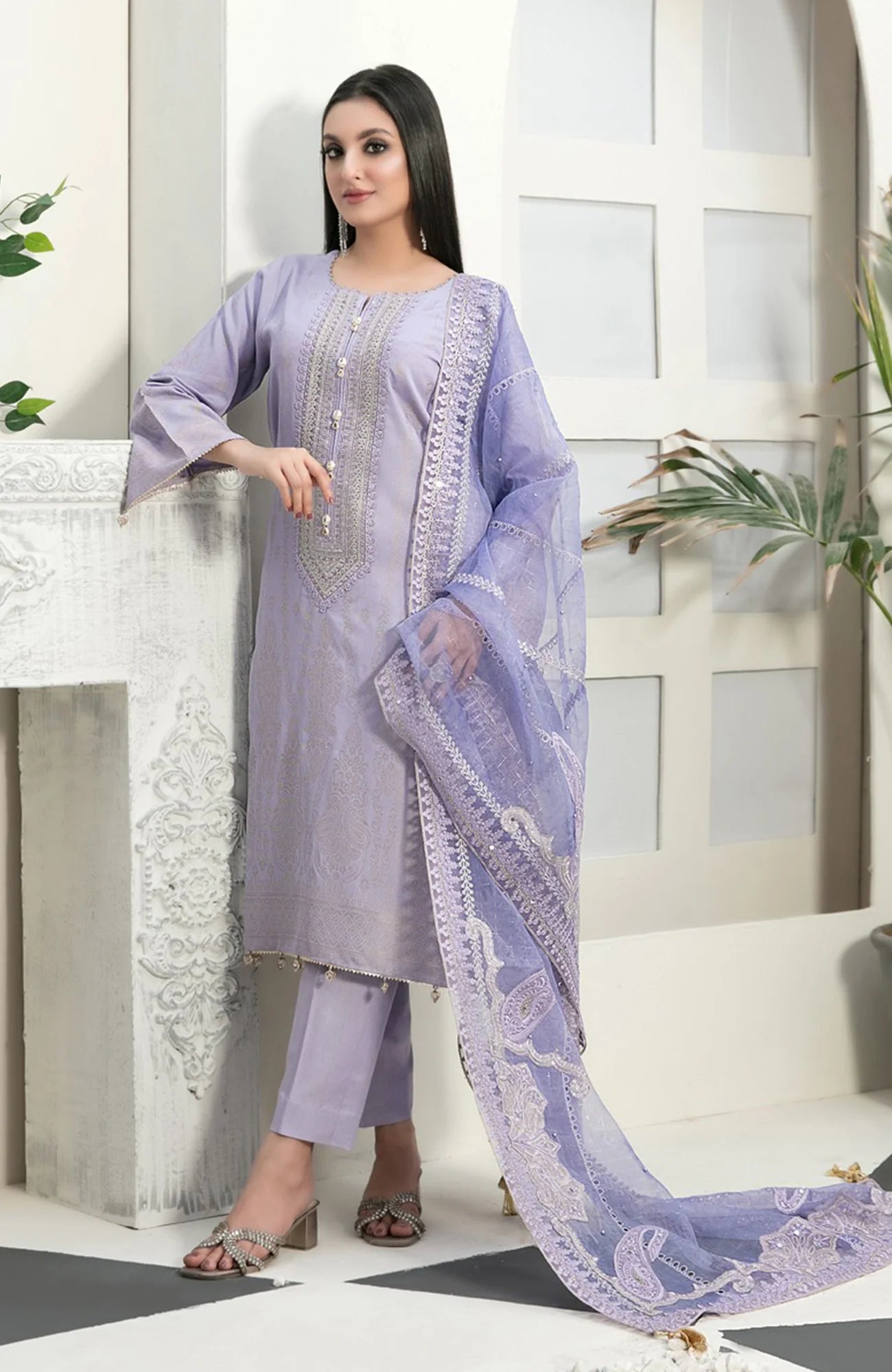 3 Piece Stitched Karandi Banarsi Suit Safiya By Tawakkal - 09