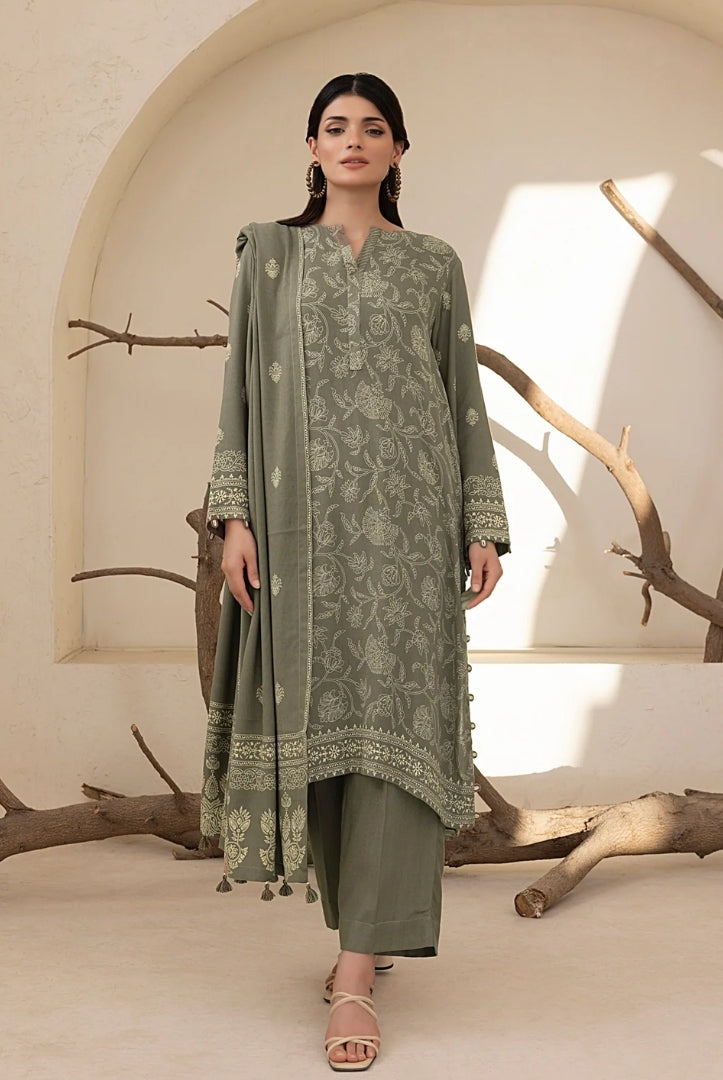 3 Piece Stitched Printed Suits Collection By Lakhany Pashmina - Pine Cone