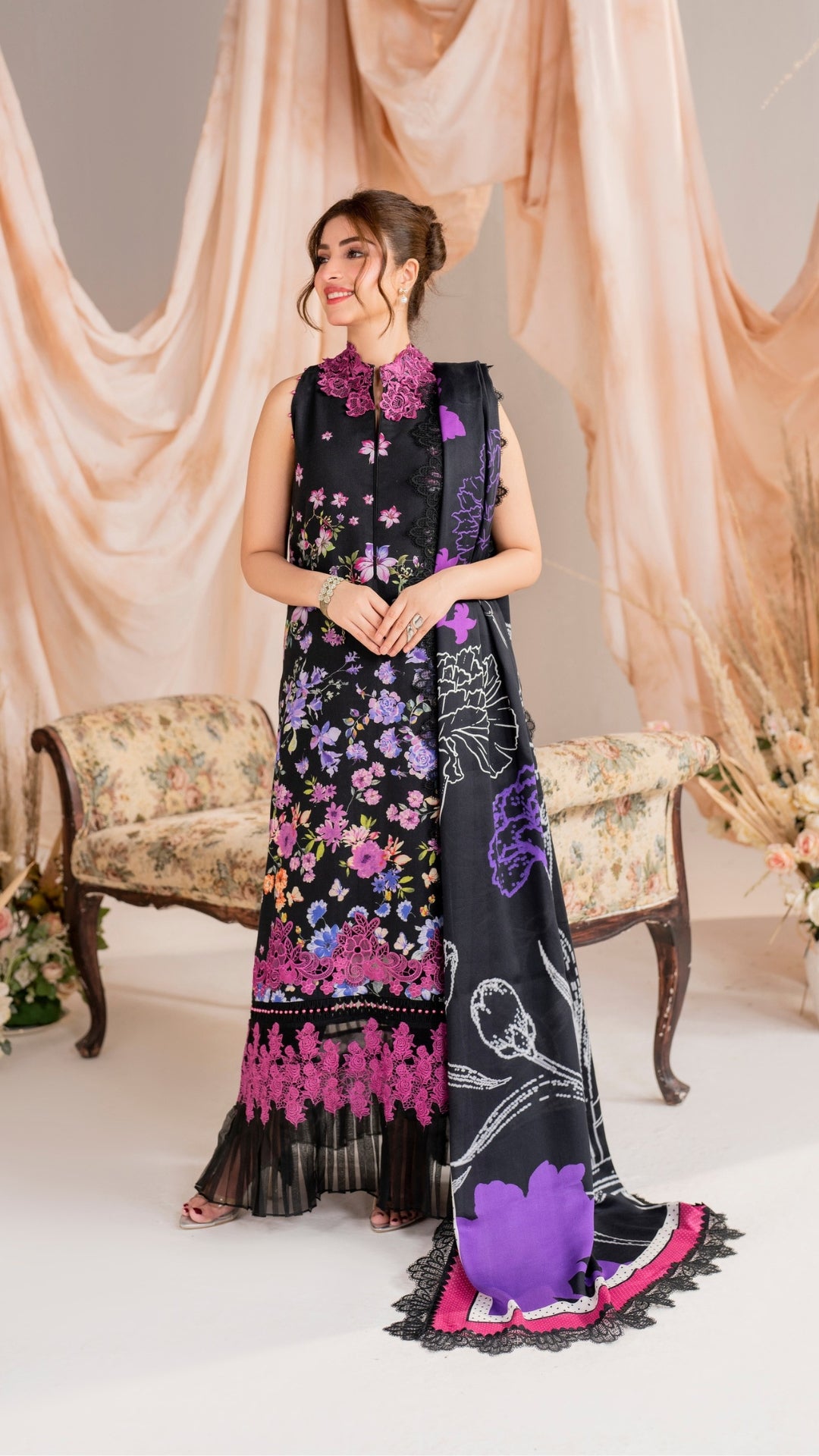 3 Piece Stitched Embroidered Digital Printed Suit | Winter Meraki'24 Vol'1 By Asifa & Nabeel - Nocturne