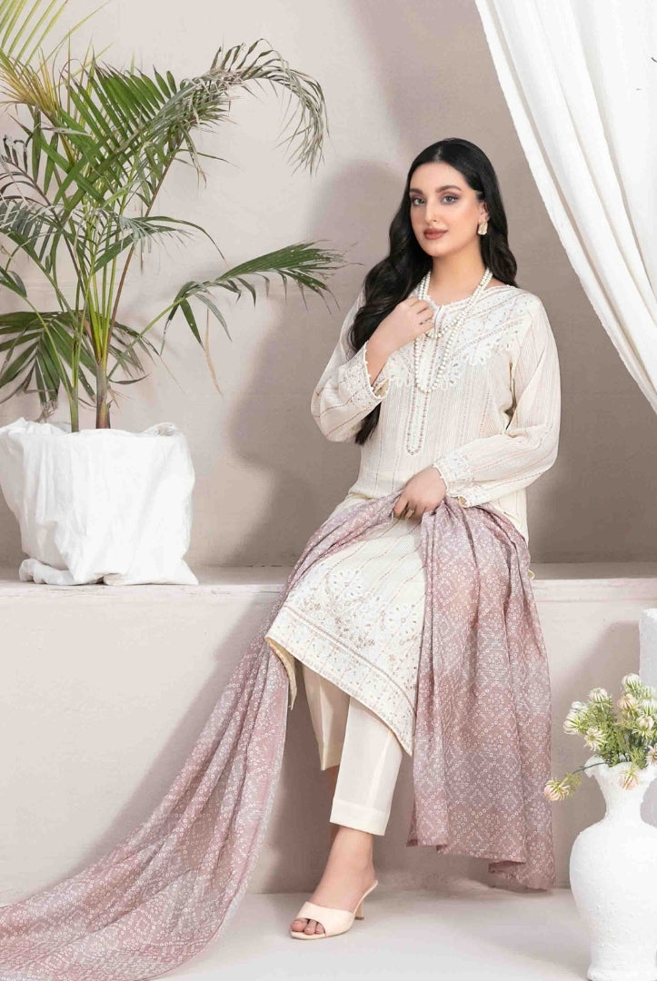 Lekeesha By Tawakkal Fabrics 3 Piece Stitched Embroidered Lawn Suit - 01