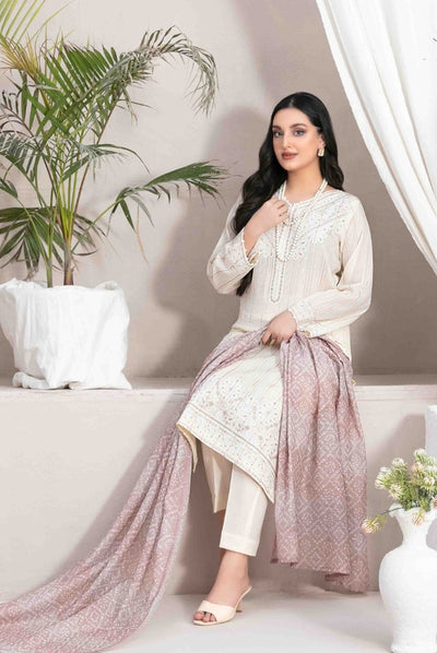 Lekeesha By Tawakkal Fabrics 3 Piece Stitched Embroidered Lawn Suit - 01