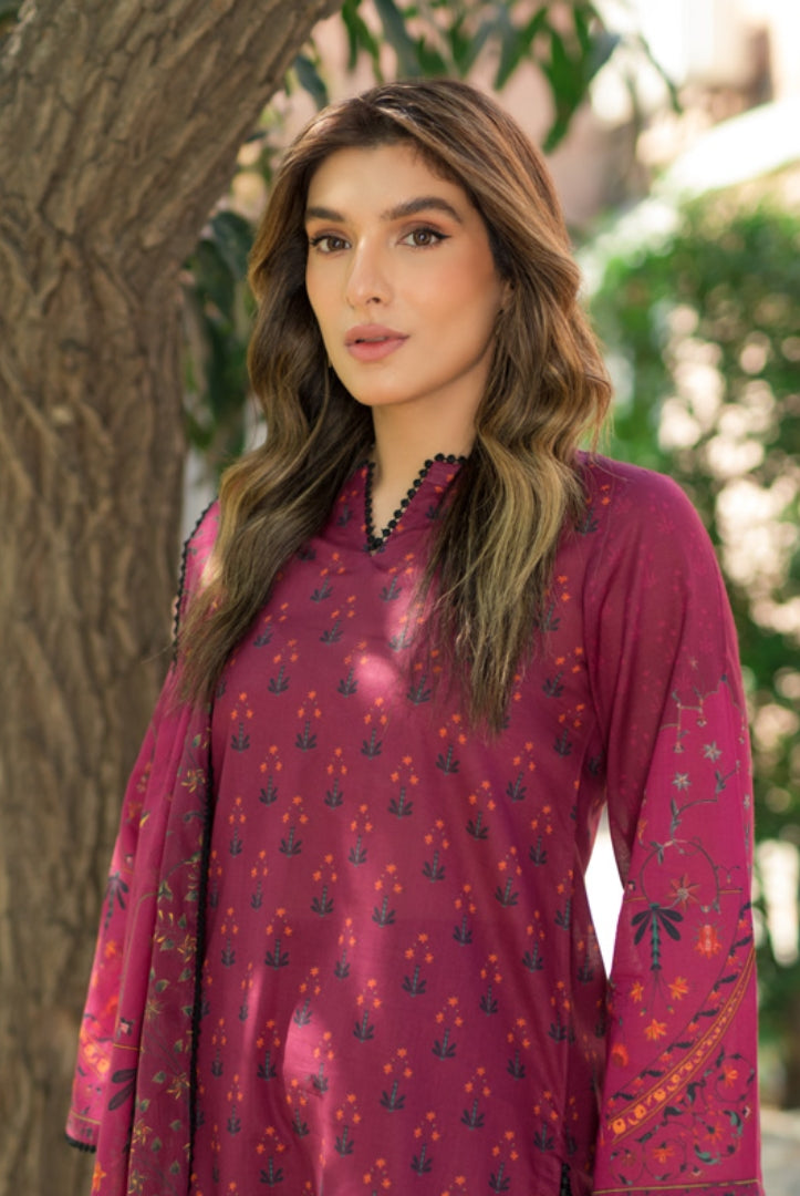 3 Piece Digital Printed Stitched Lawn Suit | Spring Summer'24 Collection By Sahar - 01