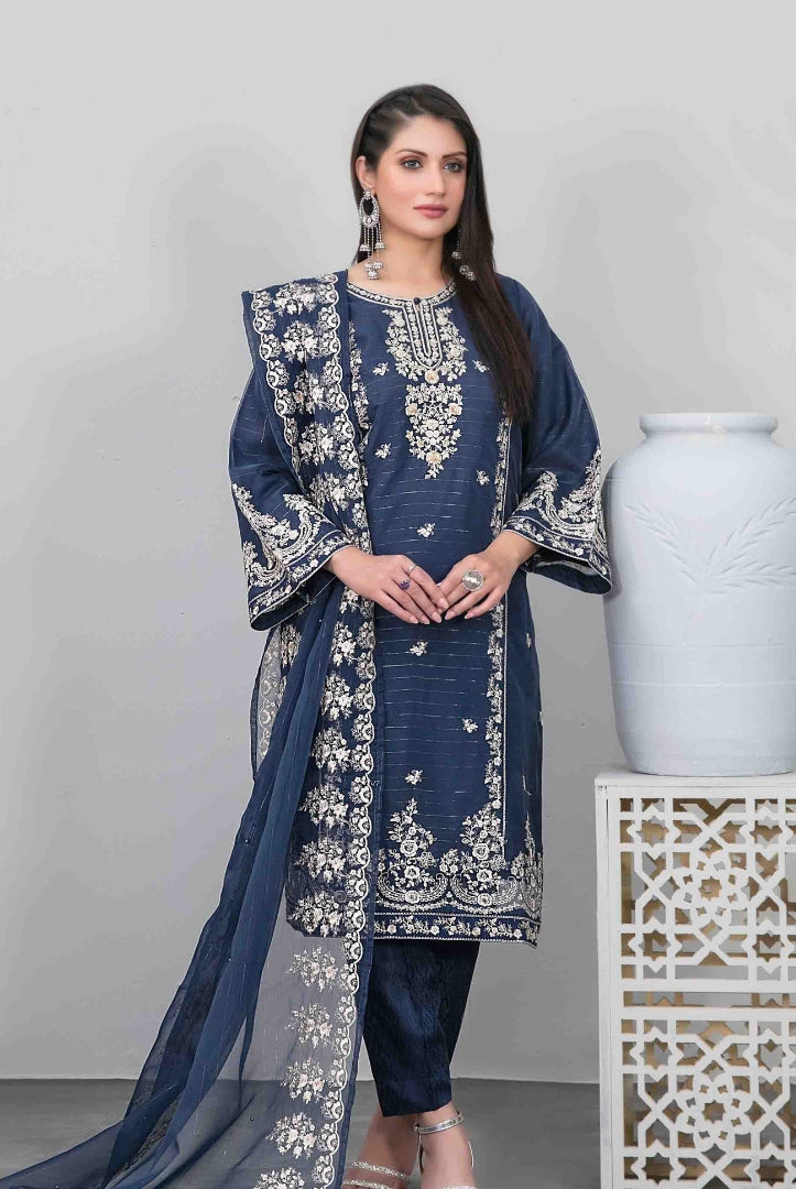 Heeriye By Tawakkal Pret 3 Piece Stitched Embroidered Organza Suit - 01